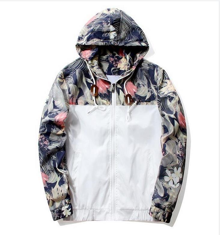 Men's Printed Casual Contrast Sports Hooded Camouflage Jacket