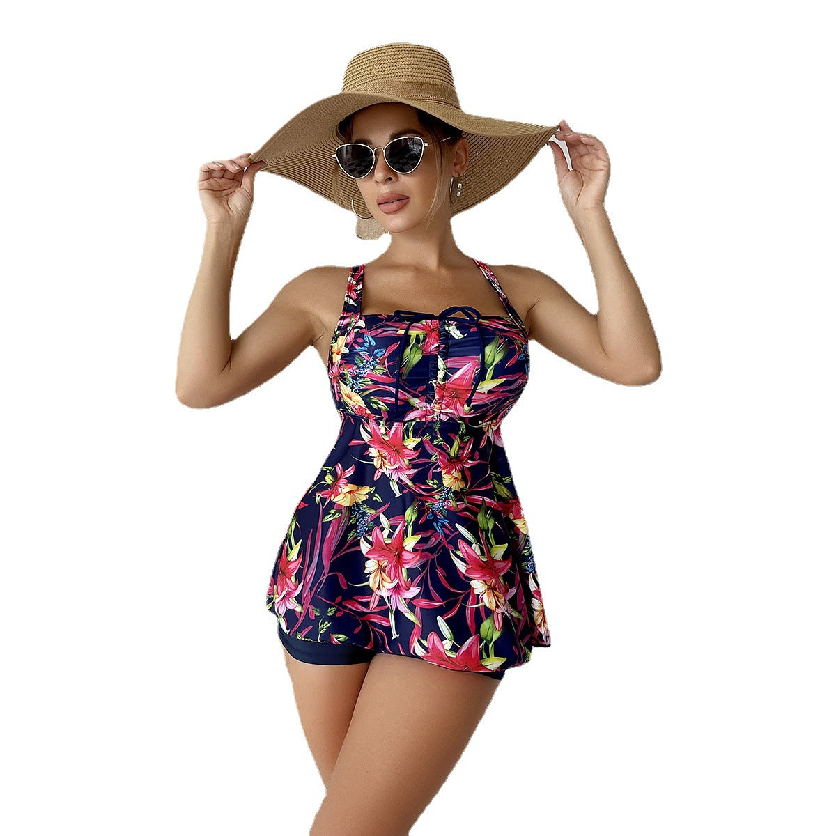 Swimsuit Female Skirt Style Printed Tangini