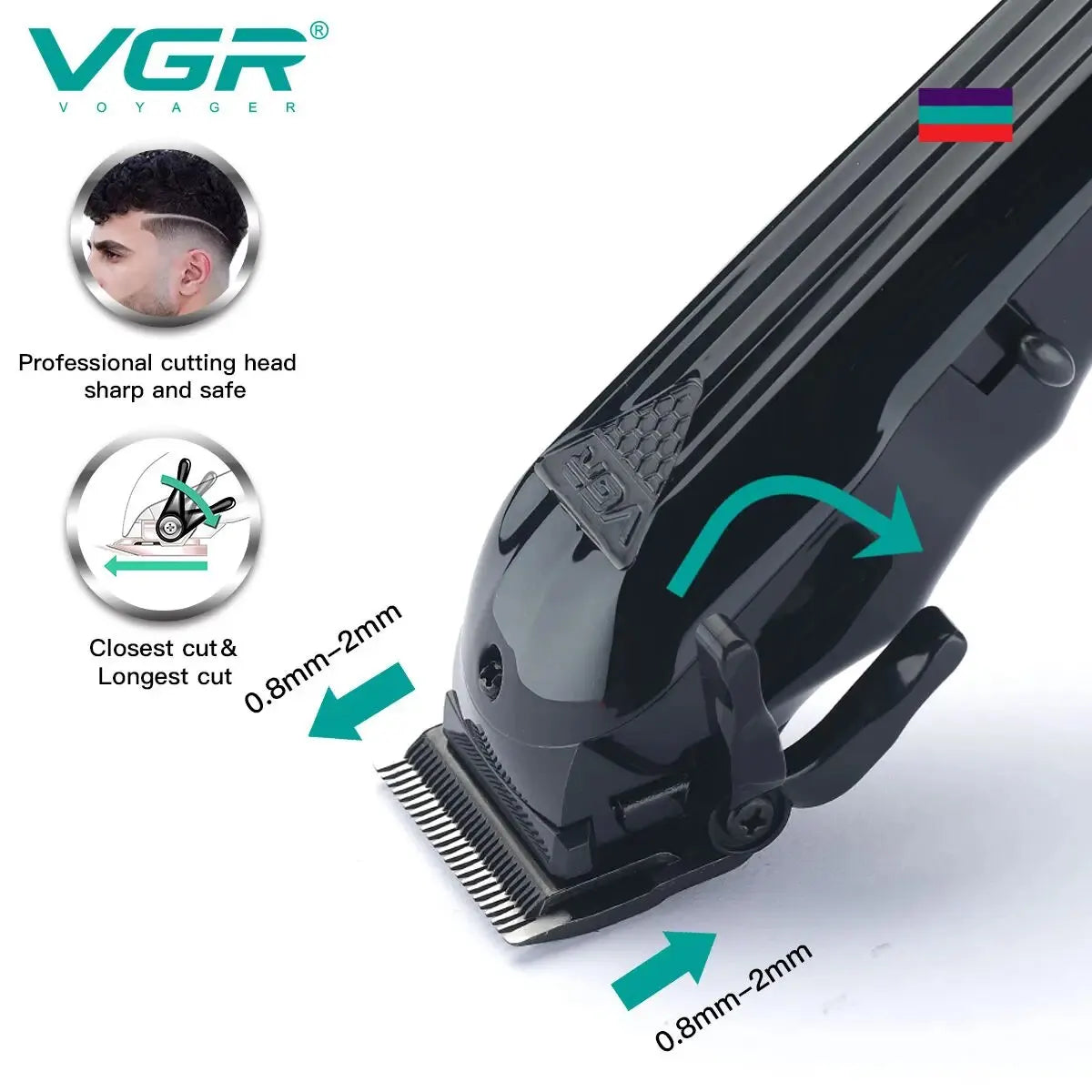 VGR V-282 Hair Cutting Machine Professional Electric Trimmer Rechargeable Barber Hair Clipper Cordless for Men